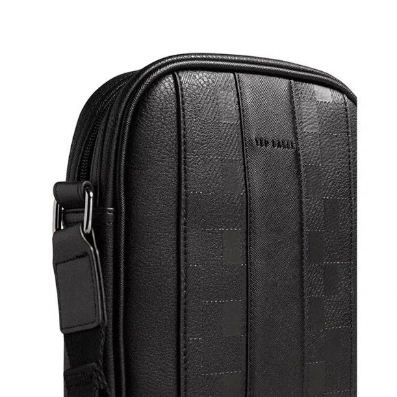 Ted Baker Waydon House Check‎ Black Crossbody Flight Bag Like New - Picture 5 of 8